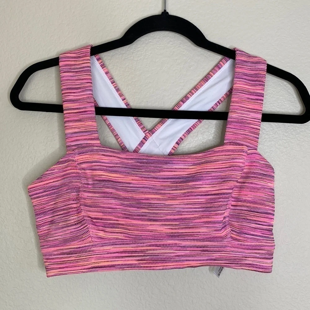 Free People movement pink sports bra hidden pocket Sz medium